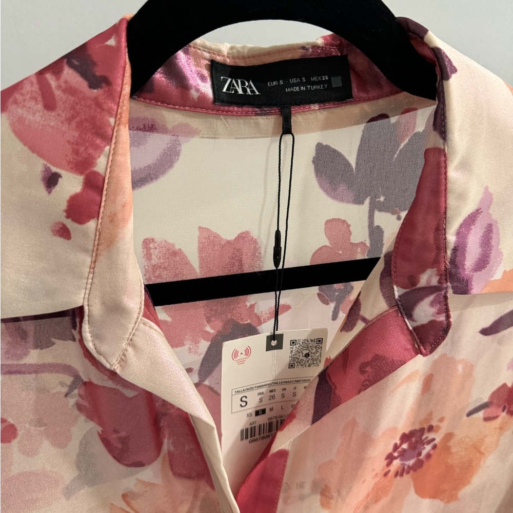 NWT ZARA pink metallic floral print shirt - Picture 5 of 6